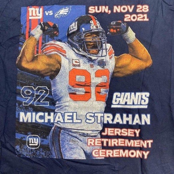 Michael Strahan Jersey Retirement Graphic Tee Thrifted Vintage Style Size XL - Picture 2 of 7